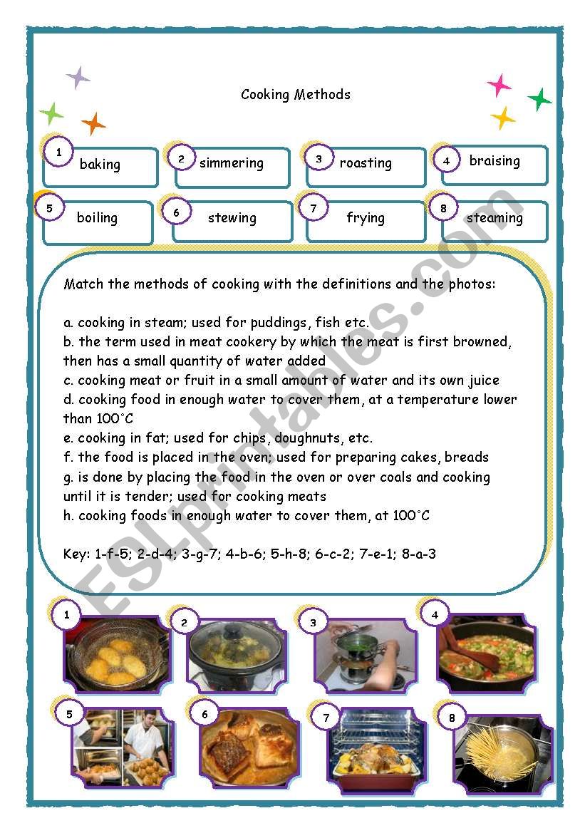 Cooking Methods ESL Worksheet By Kissk0960