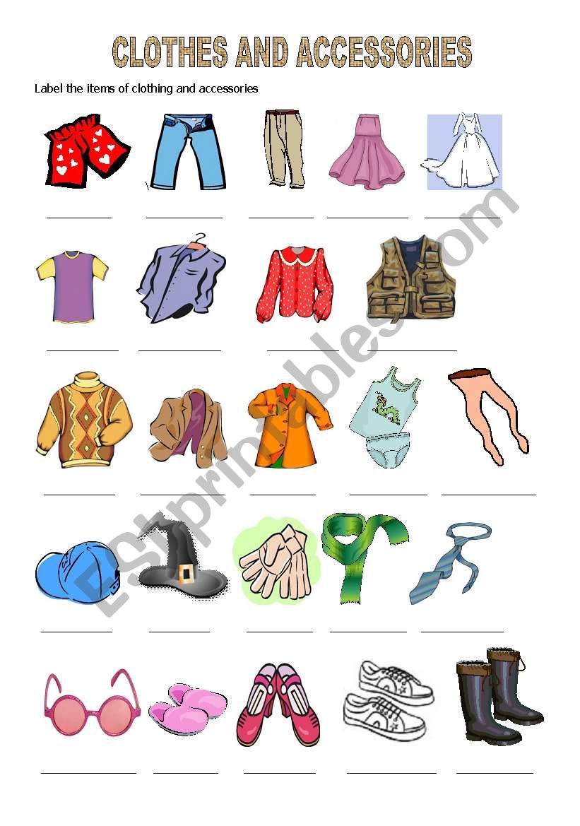 Clothes and Accessories - ESL worksheet by carnival73