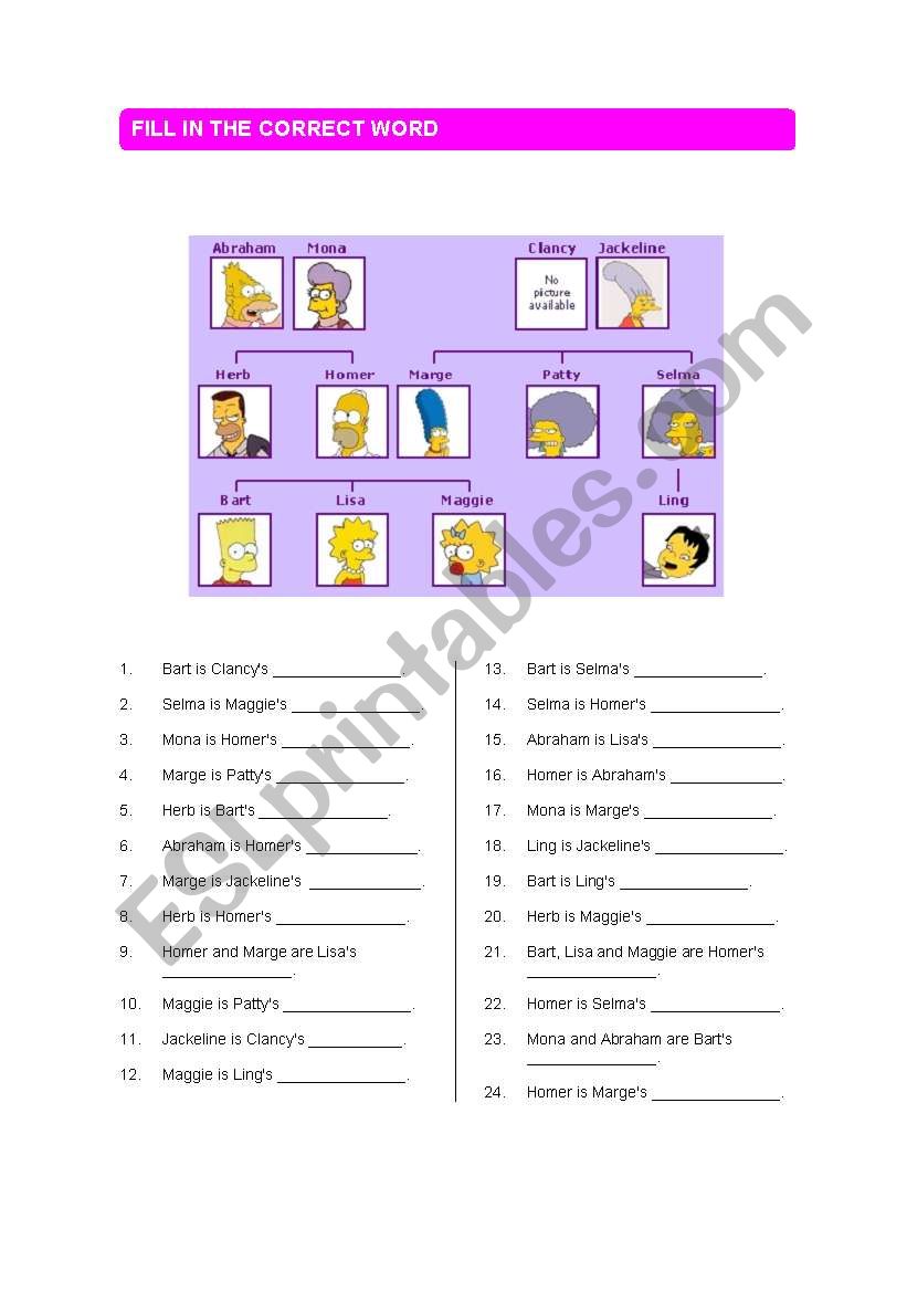 family worksheet