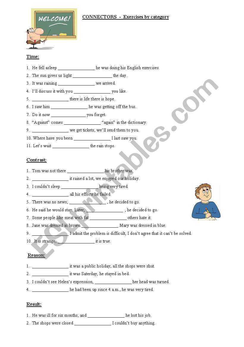 Connectors by category - Exercises