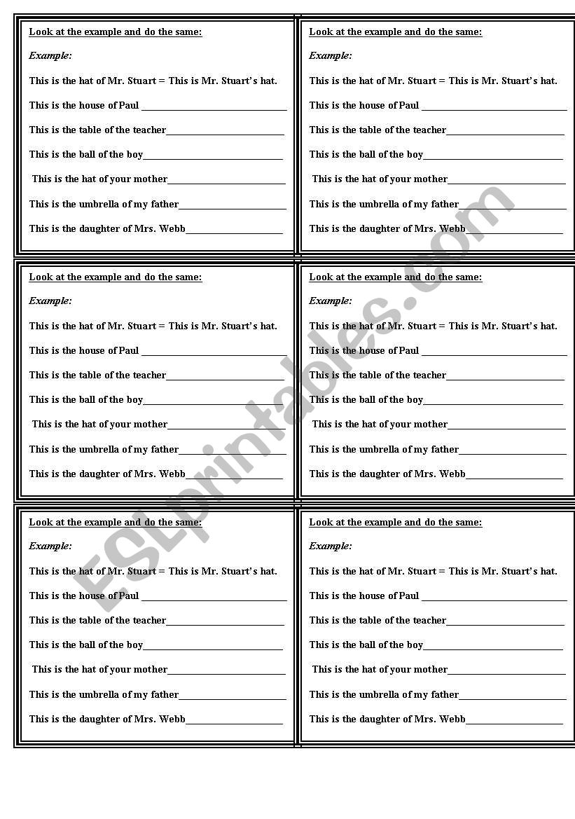 Possessive case worksheet