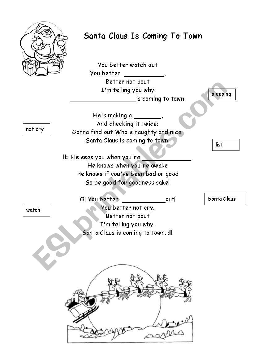 Santa Claus is coming to town worksheet