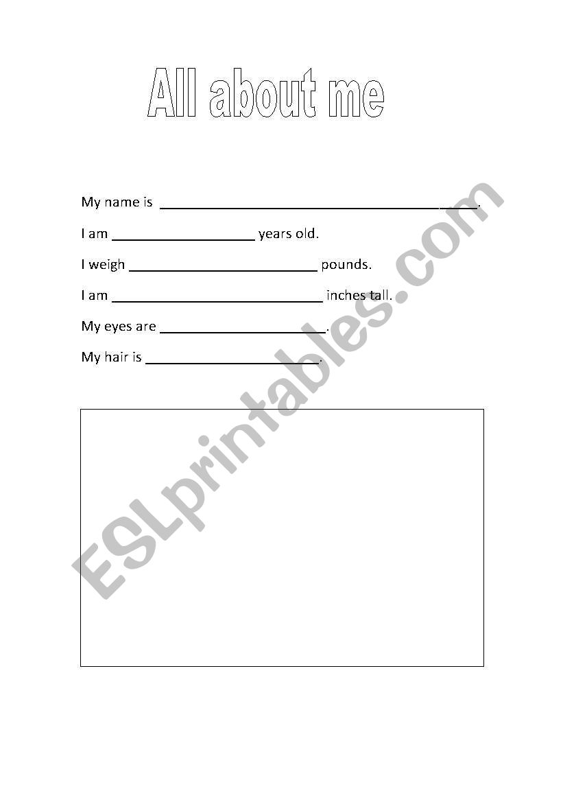 English worksheets: All about me