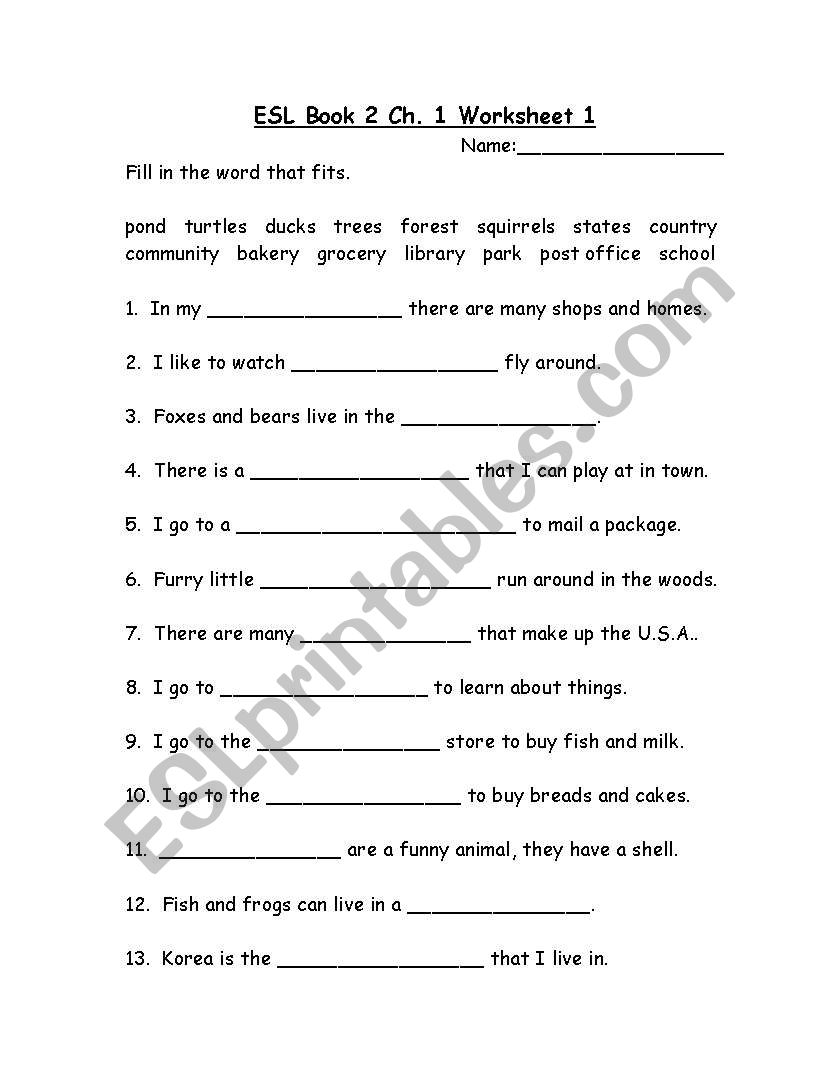 ForesmanԤФ ESL Book 2, worksheet 1 of 2