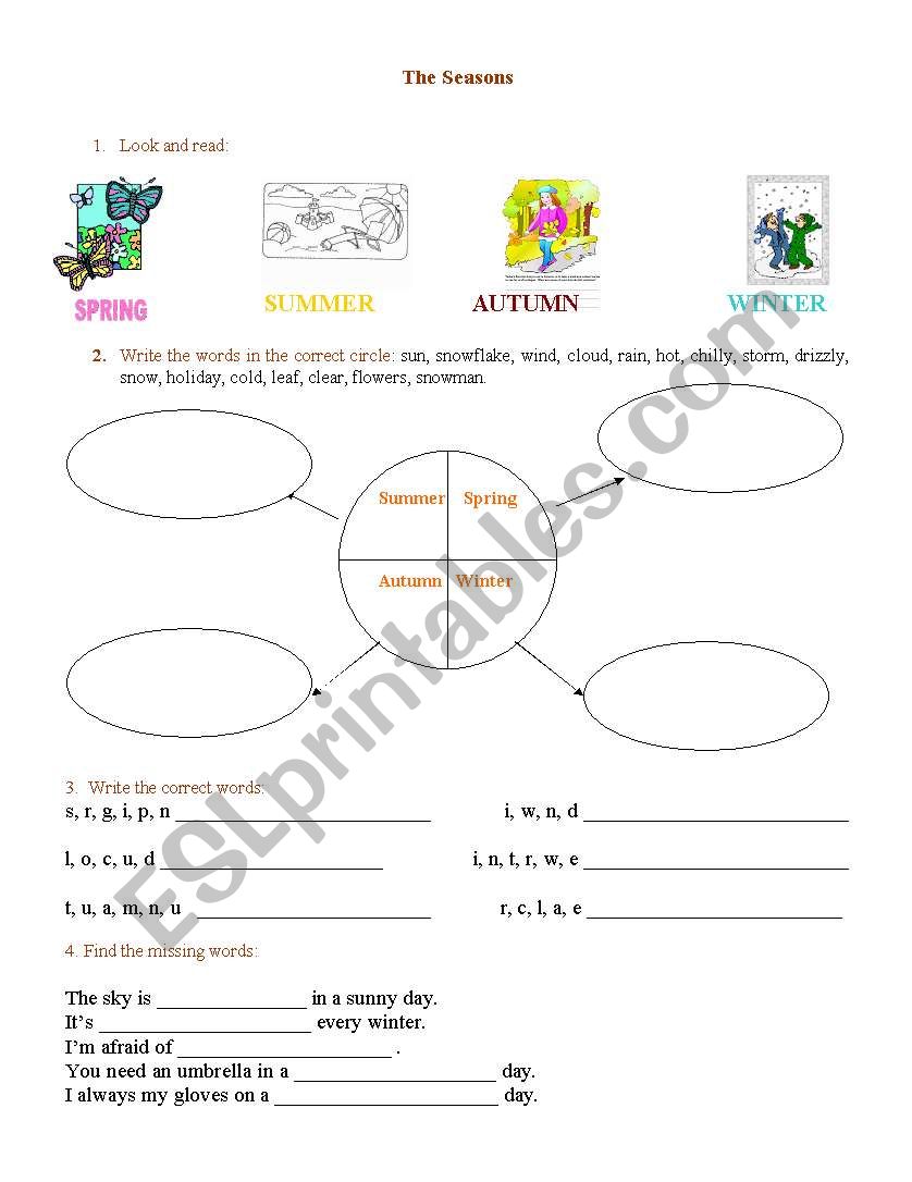 Seasons worksheet