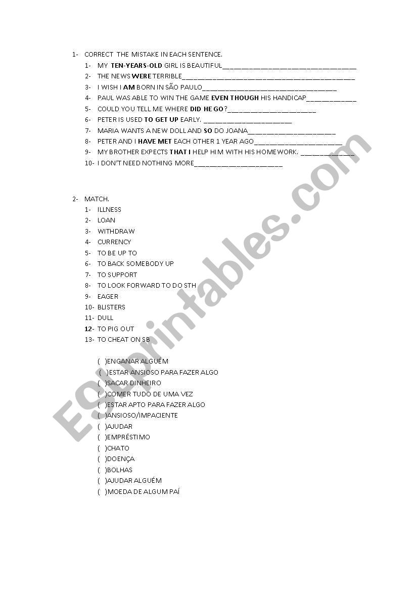 Grammar Review for intermediate