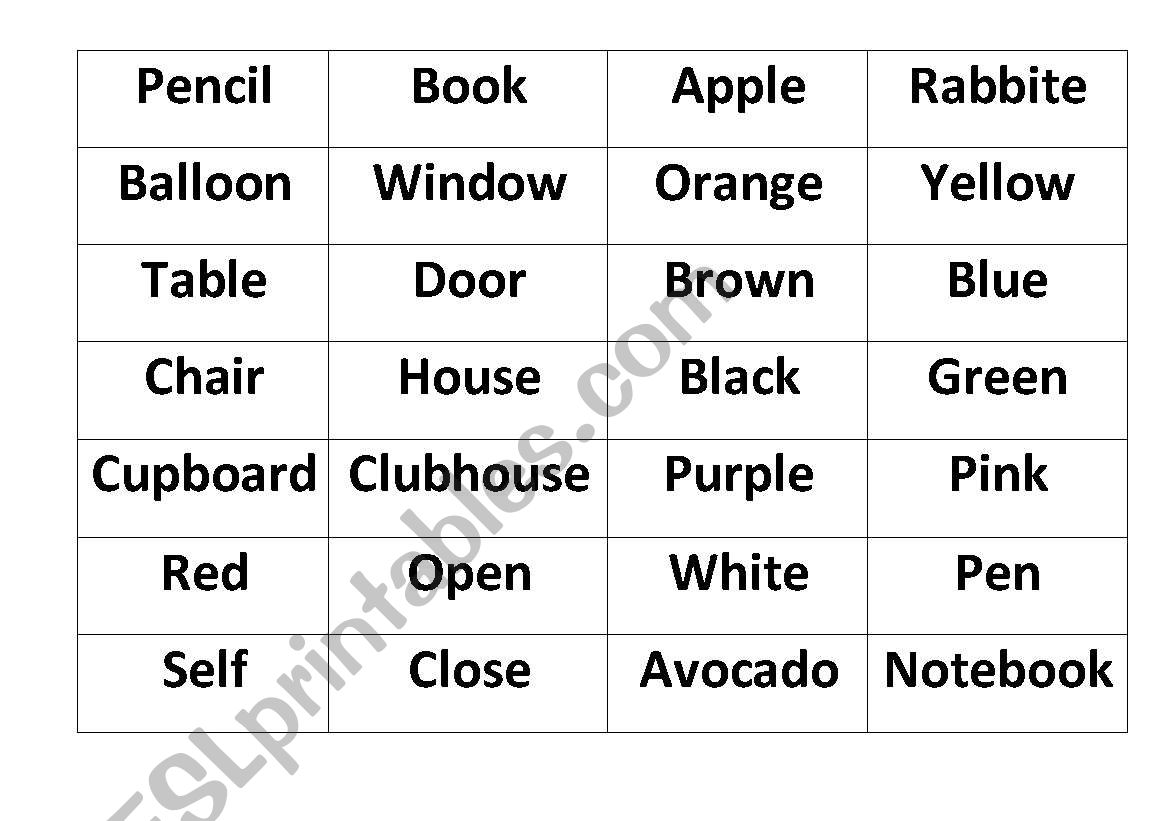 meaning of english word worksheet