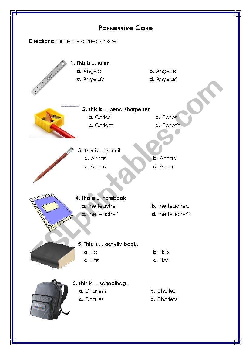     The Possessive Case worksheet