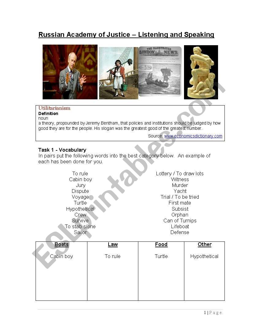 Canibalism Law Lesson worksheet