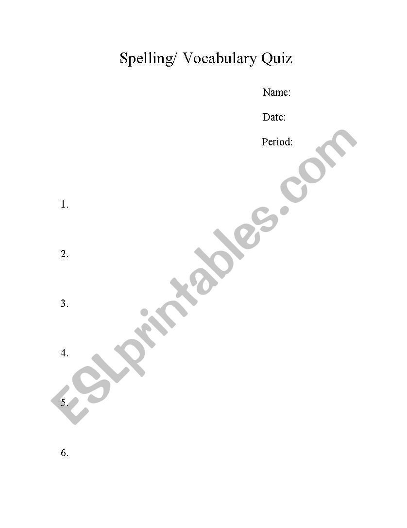 Spelling worksheet