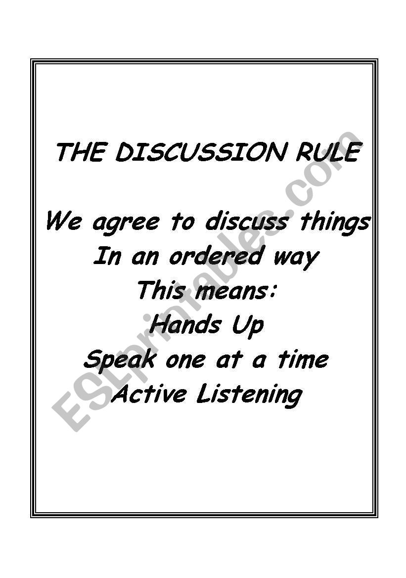 The discussion Rule worksheet