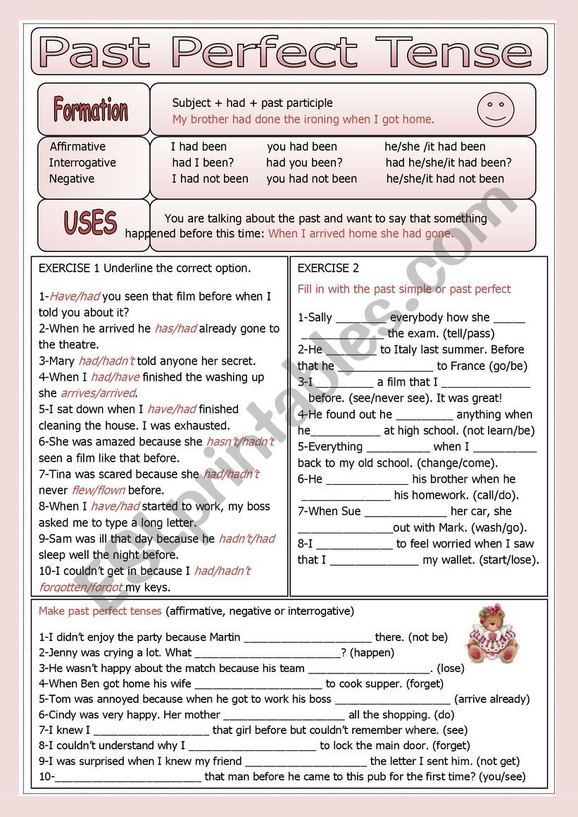PAST PERFECT Revision worksheet