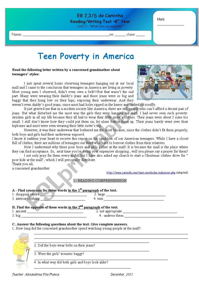 Test - teen Poverty in America