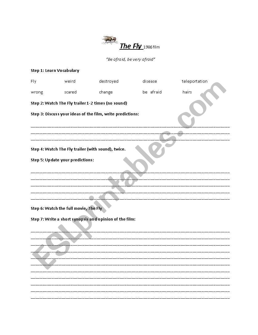 The Fly Trailer Worksheet worksheet