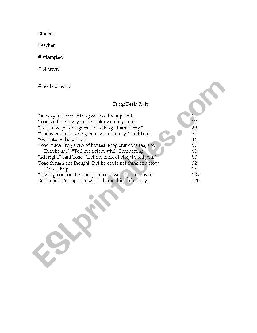 Passage Frequency Check  worksheet