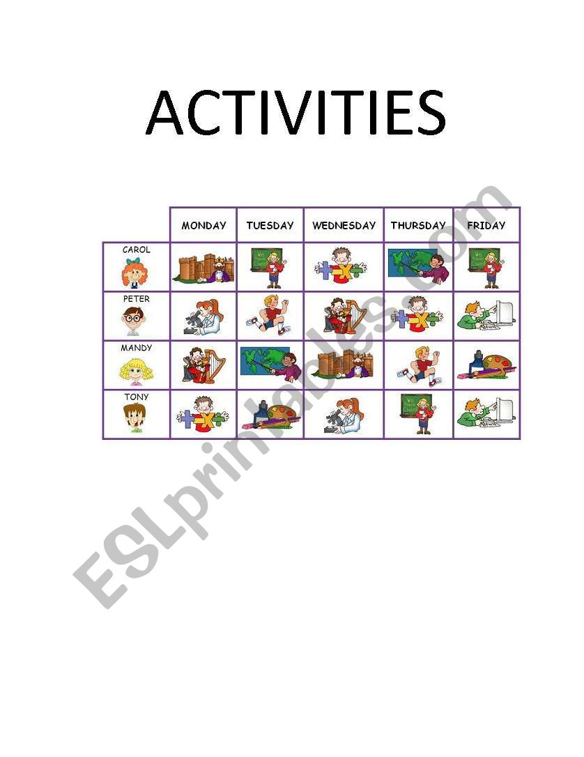 ACTIVITIES  worksheet