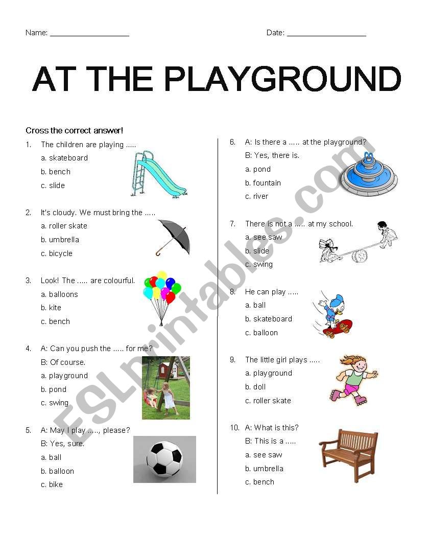At the Playground - ESL worksheet by Rhae
