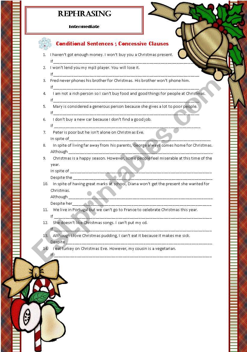 Rephrasing - ESL worksheet by Marycris