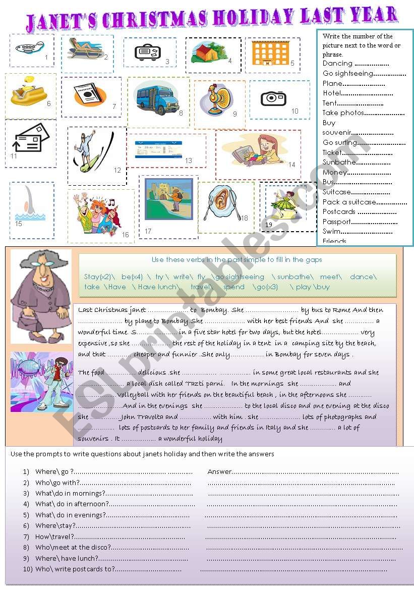 janet´s last christmas holiday - ESL worksheet by primpi