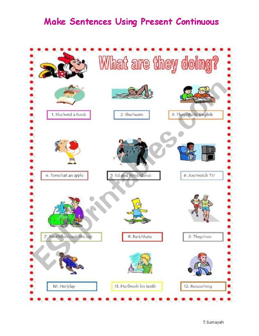 Present continuous worksheet