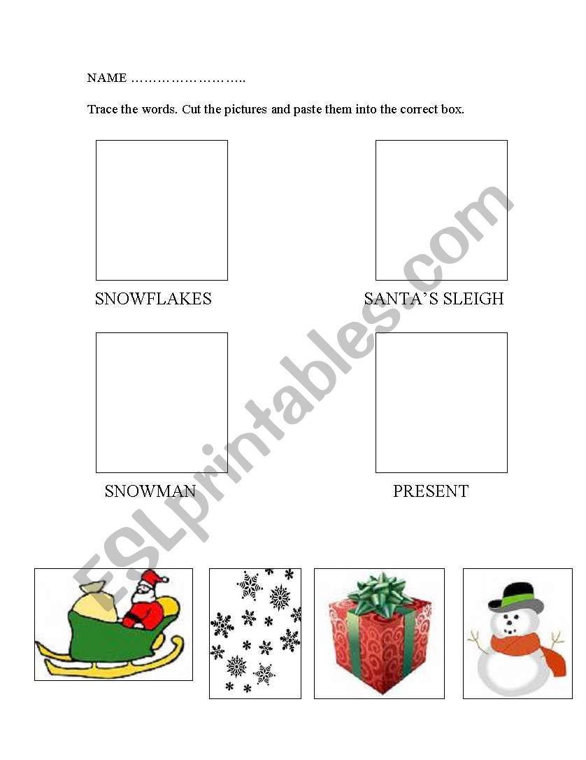 Christmas recognition words worksheet