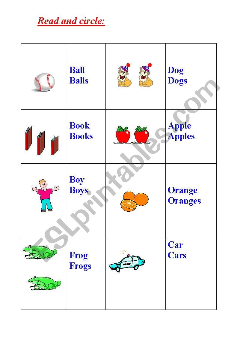 singular and plural worksheet