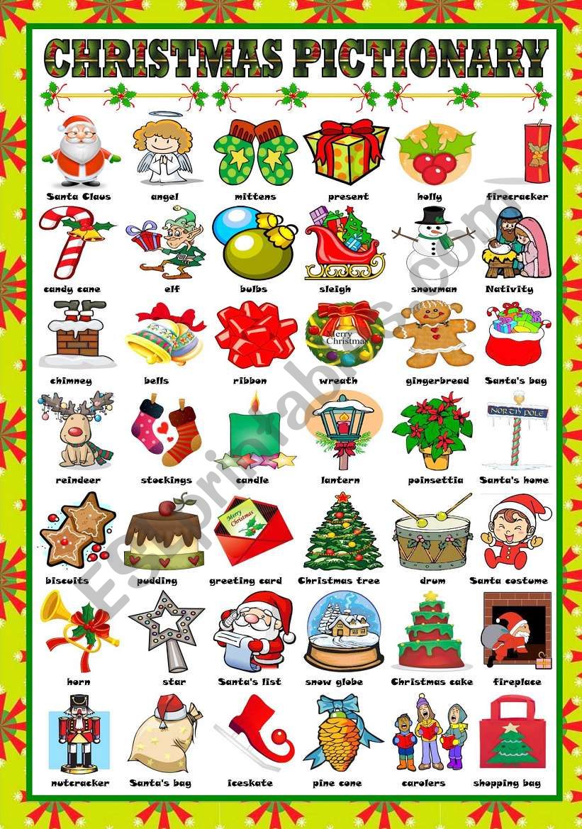 Christmas Pictionary Printable Printable Templates