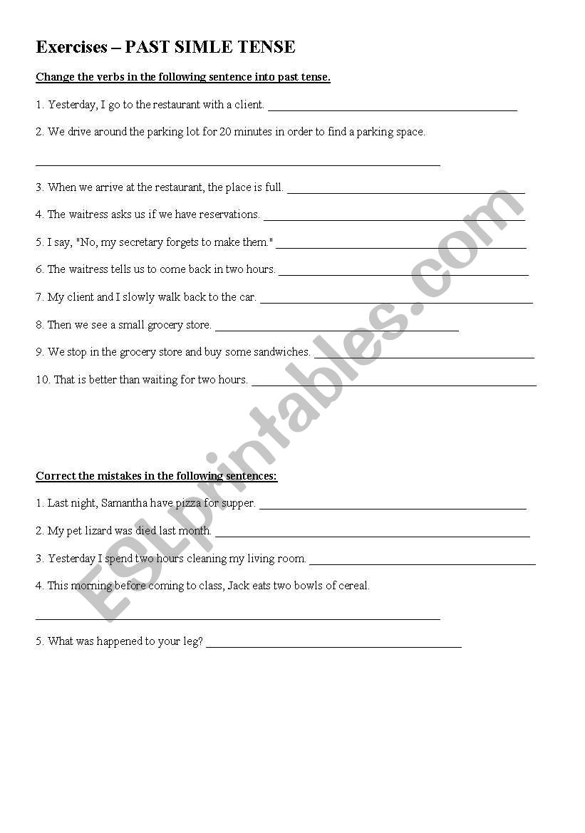 Past Simple exercise worksheet