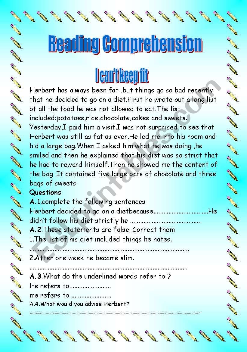 I can´t keep fit - ESL worksheet by manel chaker