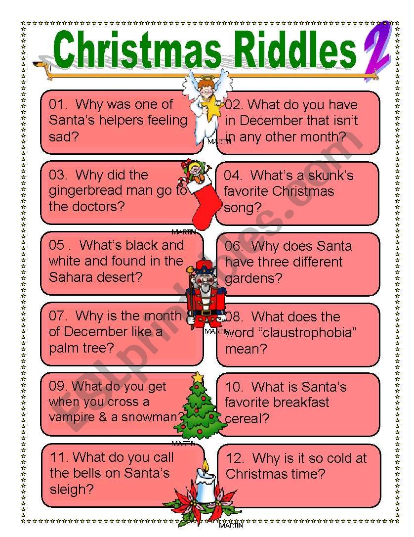 Christmas Riddles For Everyone ESL Worksheet By Dturner