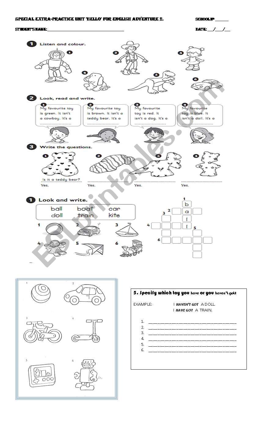 EXTRA PRACTICE EXERCISES ON introductory UNIT HELLO 