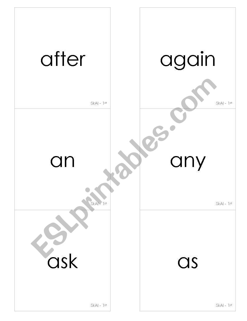 flash cards worksheet