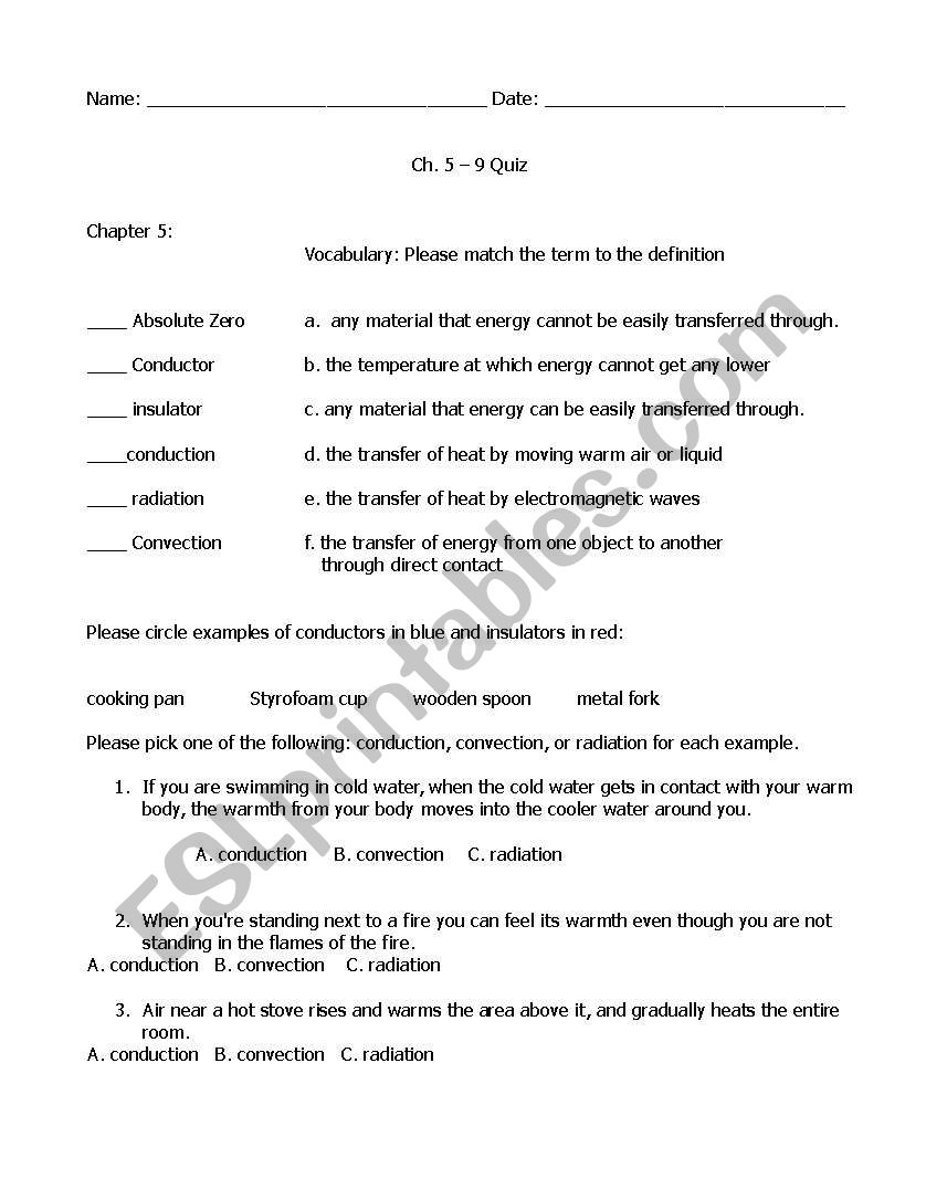 science quiz worksheet