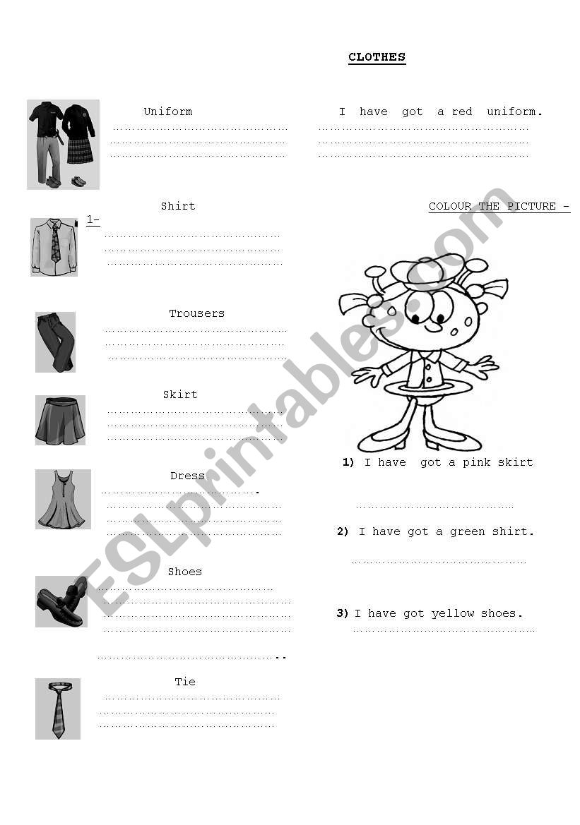 clothes worksheet