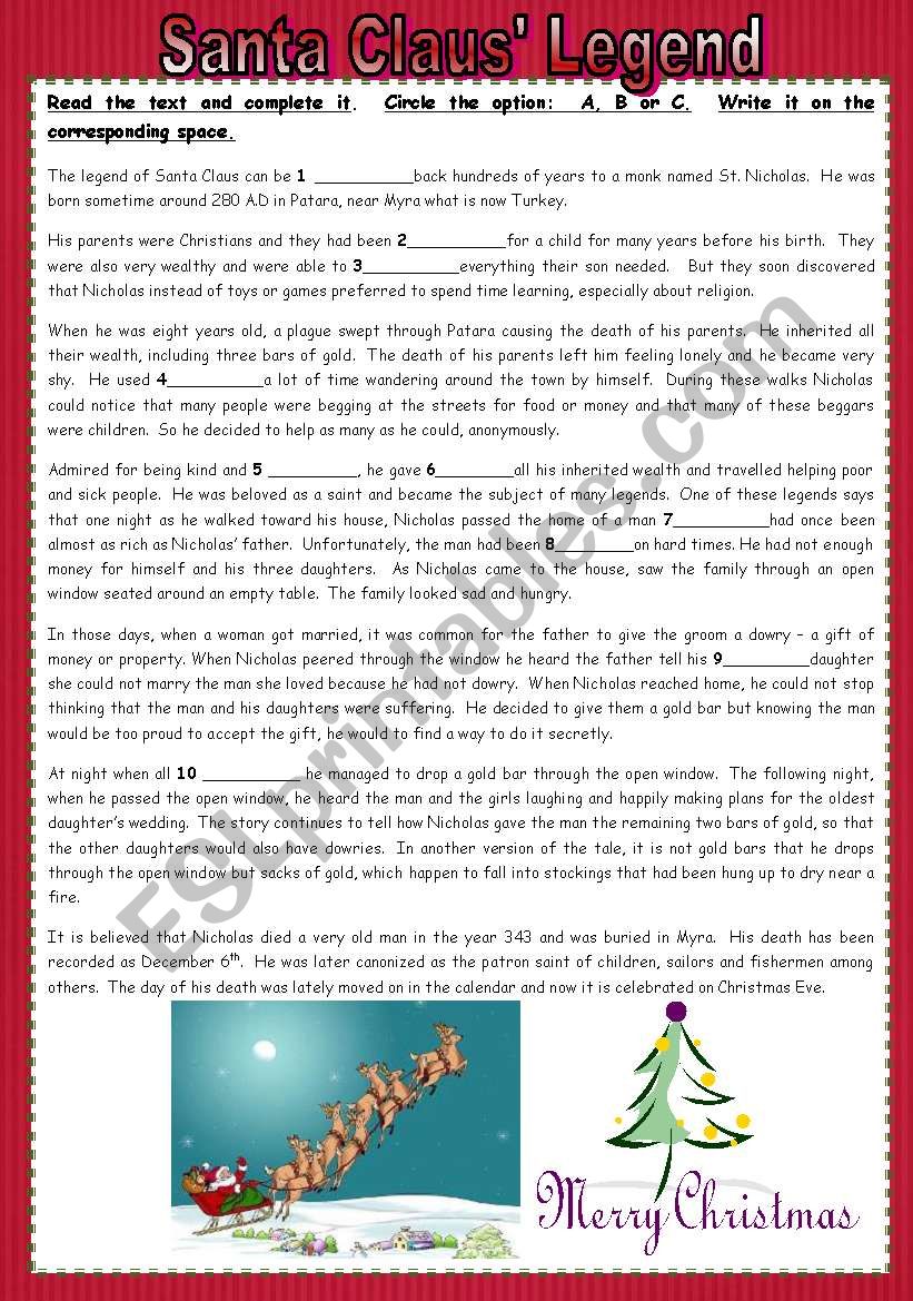 Santa Claus´ Legend - ESL worksheet by agathachristiefan