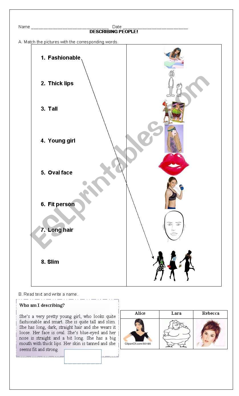 Describing people  worksheet