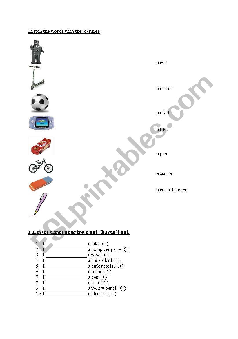 English worksheets: toys-have got-haven´t got