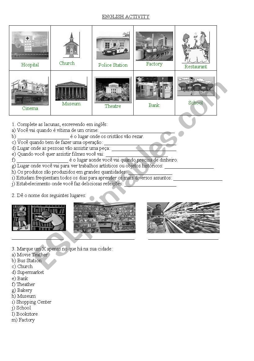 Places worksheet