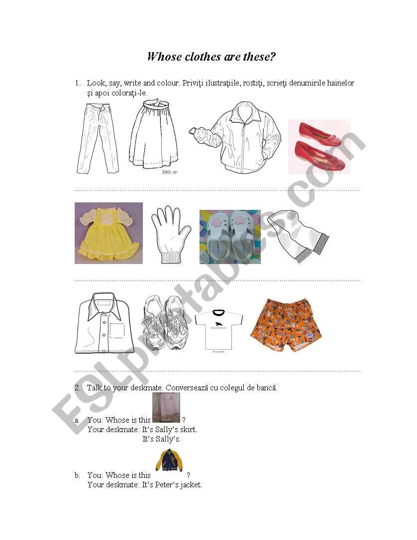 clothes worksheet