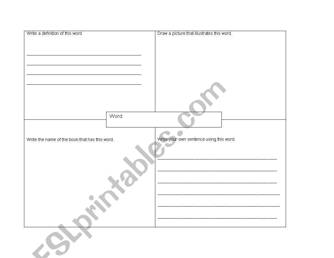 Vocabulary Graphic Organizer worksheet