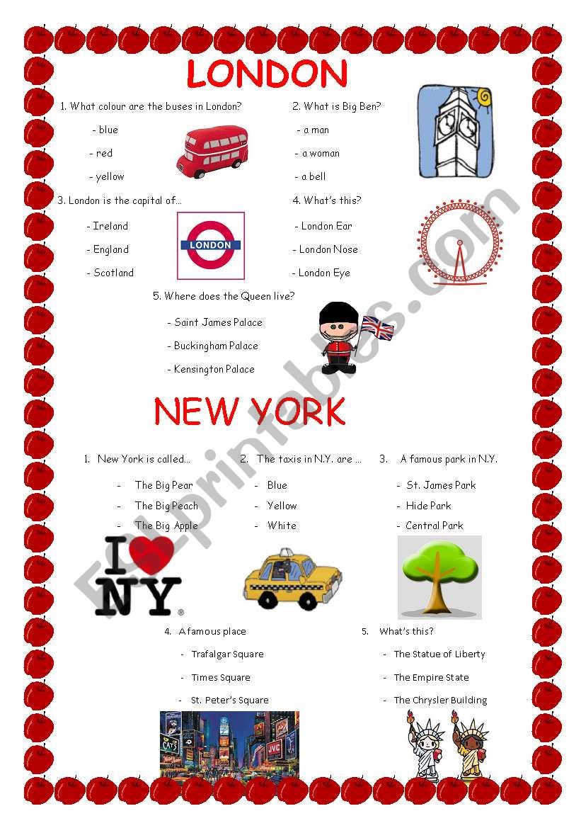 LONDON - NEW YORK 2 worksheet