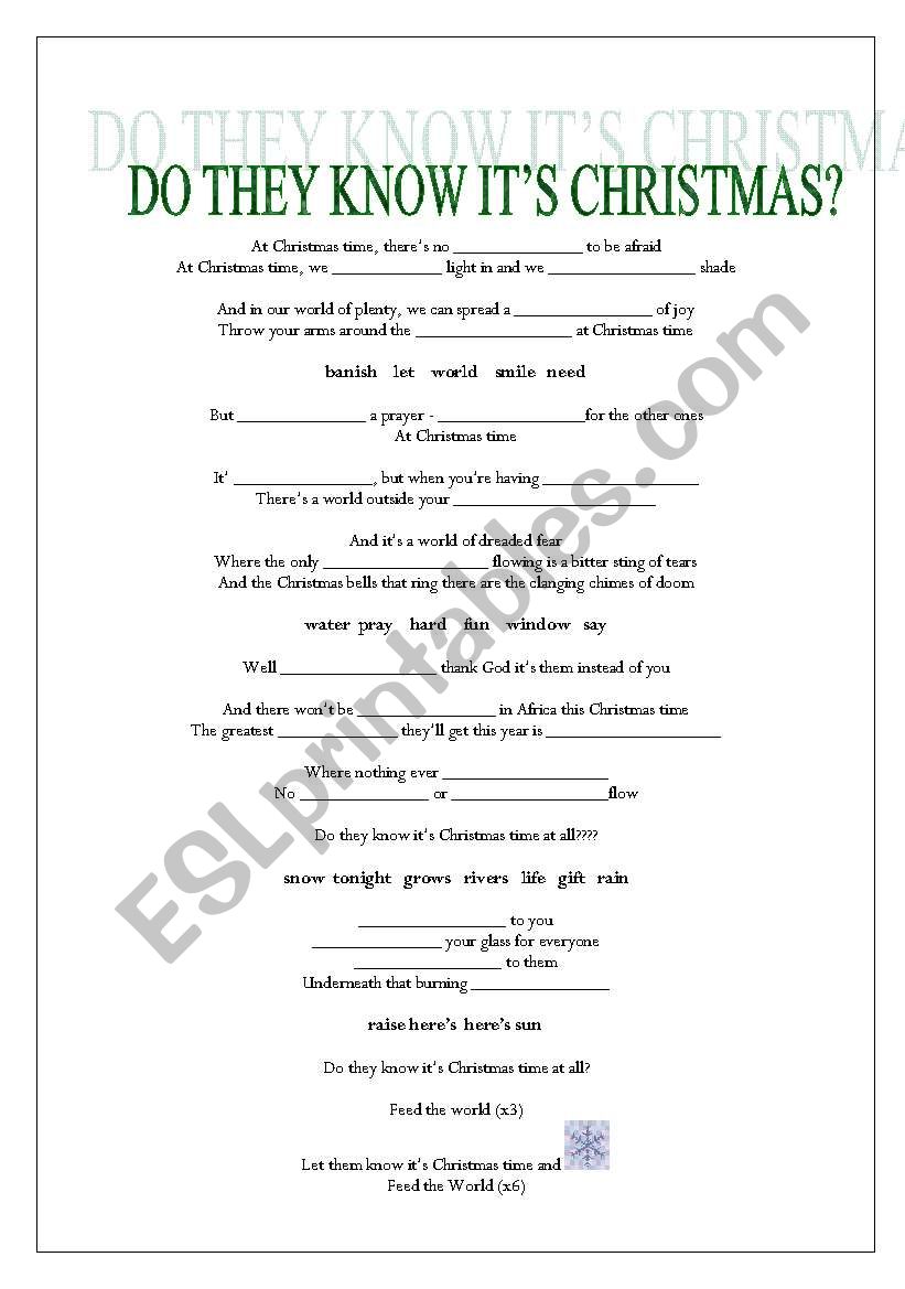 Do they know its Christmas? worksheet