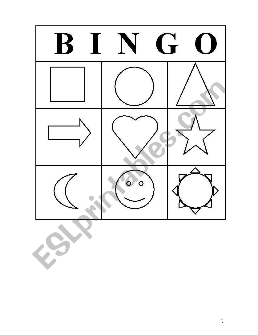 Bingo (black&white) Shapes worksheet