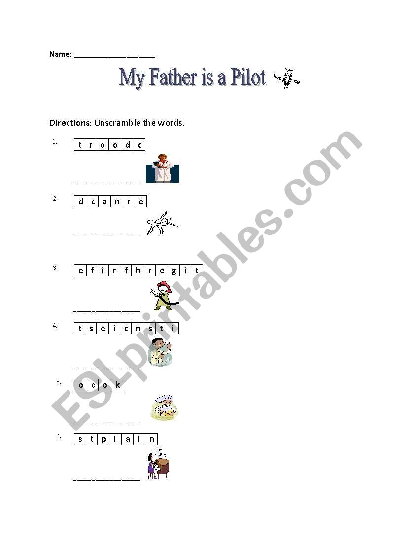 My Father is a Pilot worksheet