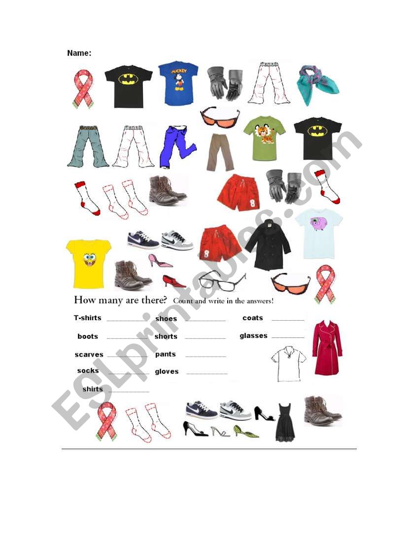 Clothing How Many? worksheet