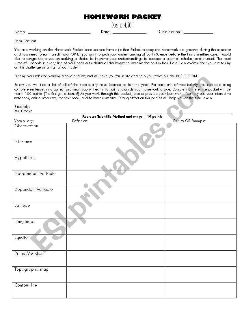 EES Review worksheet