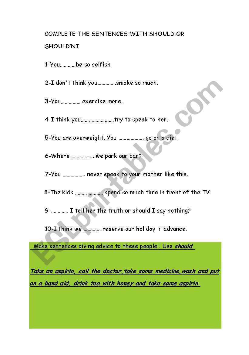 suggestions worksheet