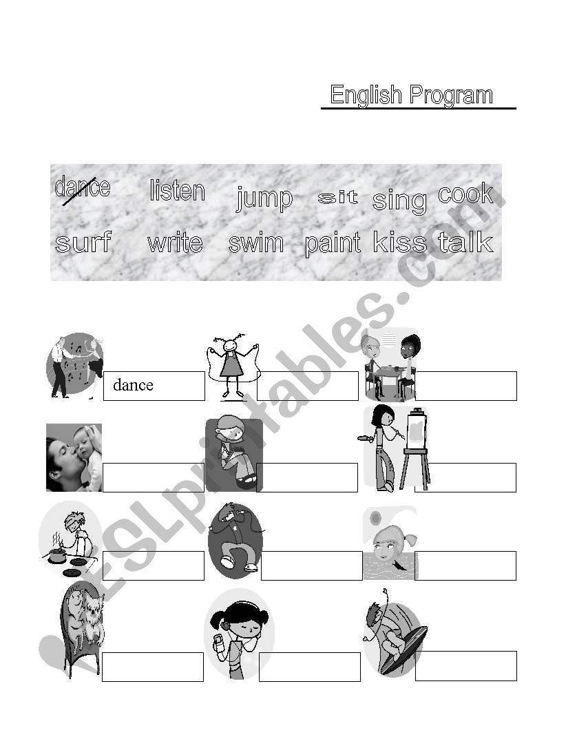 Action verbs worksheet