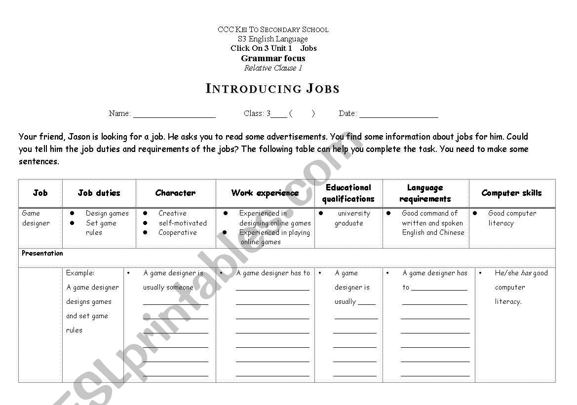 relative clause worksheet