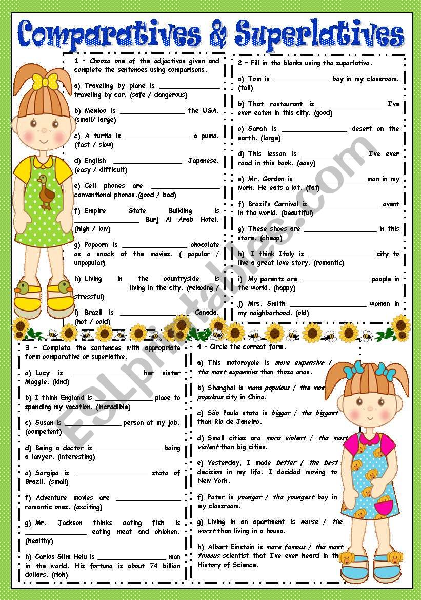 COMPARATIVES AND SUPERLATIVES ESL Worksheet By Junior Right